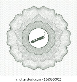 Green passport rosette with joint, cigarette icon inside