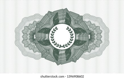 Green passport rosette with leaf crown icon inside
