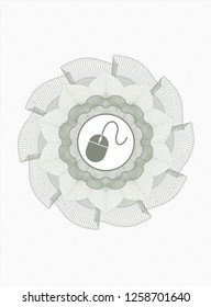 Green passport rosette with mouse icon inside
