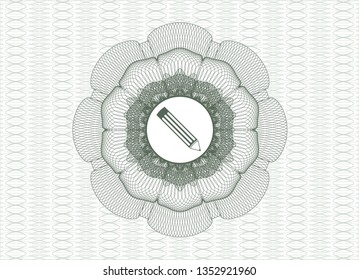 Green passport rosette with pencil icon inside