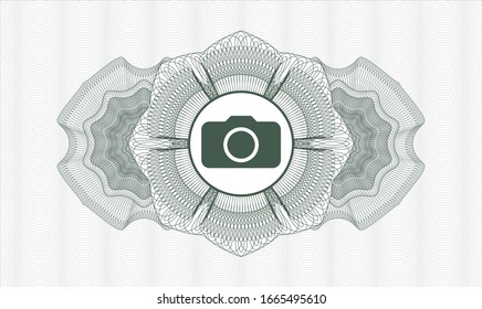 Green Passport Rosette With Photo Camera Icon Inside