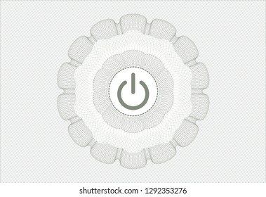 Green passport rosette with power icon inside