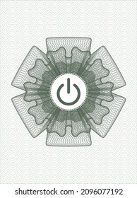 Green passport rosette. with power icon inside