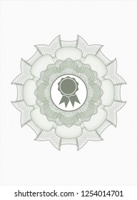 Green passport rosette with ribbon icon inside