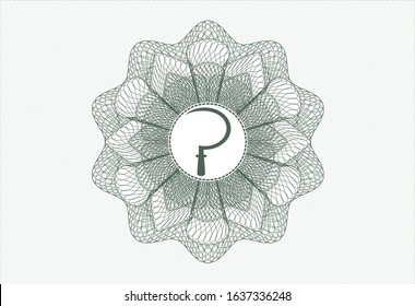 Green passport rosette with sickle icon inside