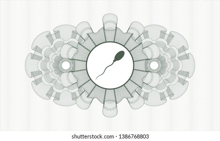 Green passport rosette with sperm icon inside