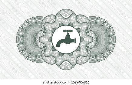 Green passport rosette with tap icon inside