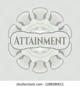Green passport rosette with text Attainment inside