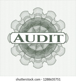 Green passport rosette with text Audit inside