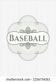 Green passport rosette with text Baseball inside