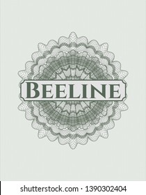 Green passport rosette with text Beeline inside