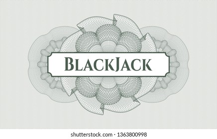 Green passport rosette with text BlackJack inside