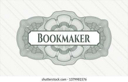 Green passport rosette with text Bookmaker inside