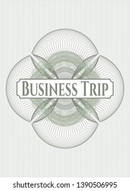 Green passport rosette with text Business Trip inside