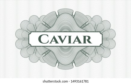 Green passport rosette with text Caviar inside
