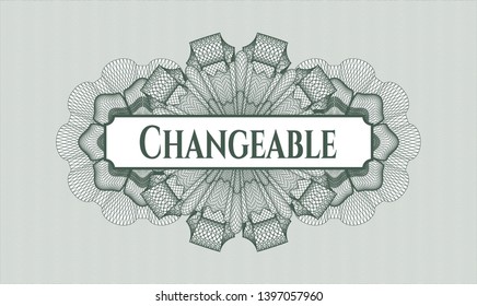 Green passport rosette with text Changeable inside
