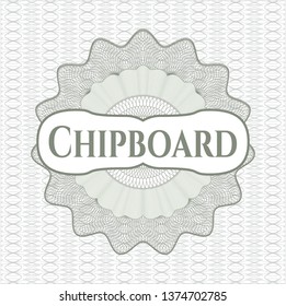 Green passport rosette with text Chipboard inside