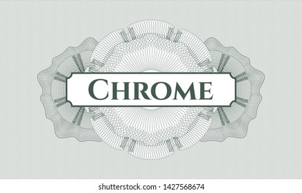 Green passport rosette with text Chrome inside