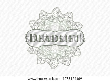 Green passport rosette with text Deadlift inside