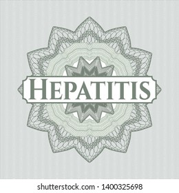 Green passport rosette with text Hepatitis inside