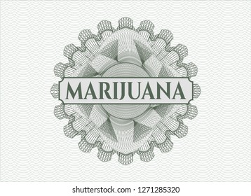 Green passport rosette with text Marijuana inside
