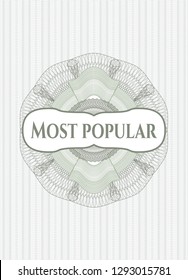 Green passport rosette with text Most Popular inside