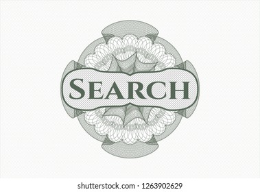 Green passport rosette with text Search inside