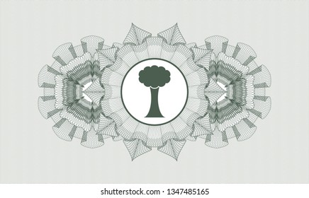 Green passport rosette with tree icon inside