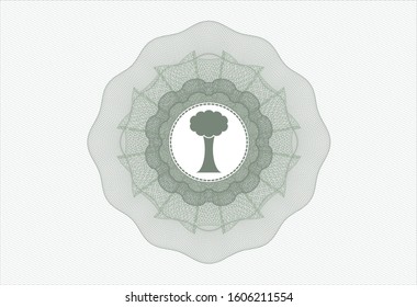 Green passport rosette with tree icon inside
