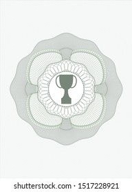 Green passport rosette with trophy icon inside