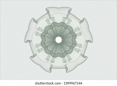 Green passport rosette. Vector Illustration. Detailed.
