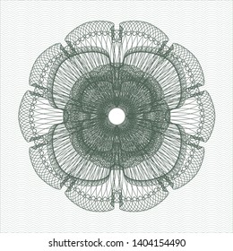 Green passport rosette. Vector Illustration. Detailed.