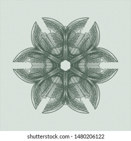 Green passport rosette. Vector Illustration. Detailed.