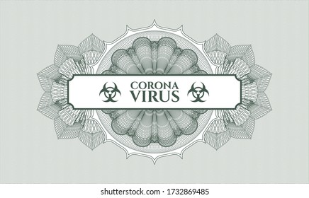 Rosette de pasaportes verdes. Ilustración vectorial. Detallado con el texto Coronavirus dentro