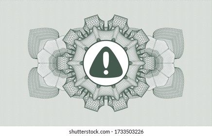 Green passport rosette. Vector Illustration. Detailed with warning icon inside