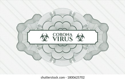 Green passport rosette. Vector Illustration. Detailed with text Coronavirus inside