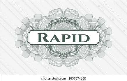 Green passport rosette. Vector Illustration. Detailed with text Rapid inside