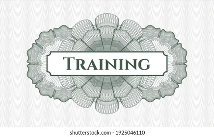 Green passport rosette. Vector Illustration. Detailed with text Training inside