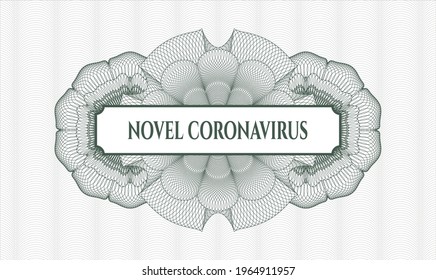Green passport rosette. Vector Illustration. Detailed with text Novel Coronavirus inside