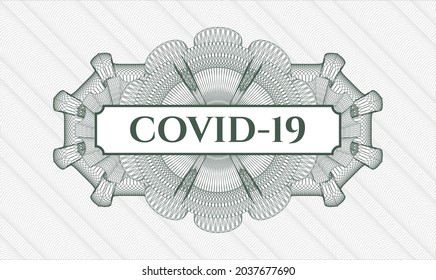 Rosette de pasaportes verdes. Ilustración vectorial. Detallado con el texto COVID-19 dentro