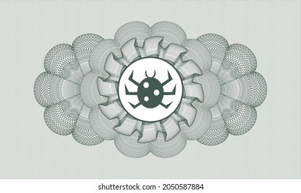 Green passport rosette. Vector Illustration. Detailed with bug icon inside