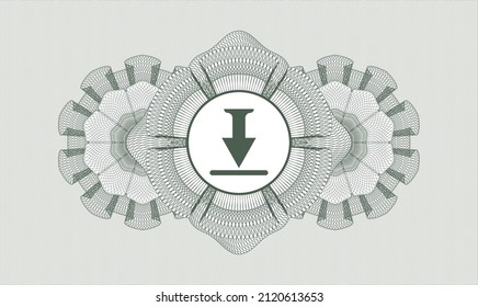 Green passport rosette. Vector Illustration. Detailed with download icon inside