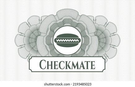 Rosette de pasaportes verdes. Ilustración vectorial. Detallado con el icono de hot dog y el texto de Checkmate dentro