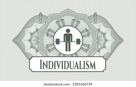 Rosette de pasaportes verdes. Ilustración vectorial. Detallado con ícono de punto muerto y texto de individualismo dentro