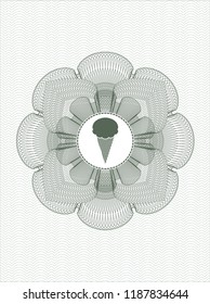 Green passport rossete with ice cream icon inside