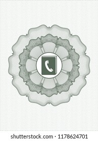 Green passport rossete with phonebook icon inside