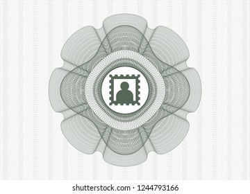 Green passport rossete with picture icon inside