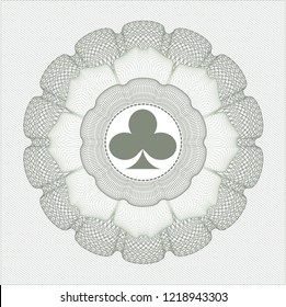 Green passport rossete with poker clover icon inside