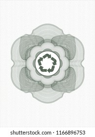 Green passport rossete with recycle icon inside