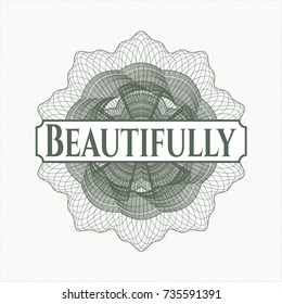 Green passport rossete with text Beautifully inside